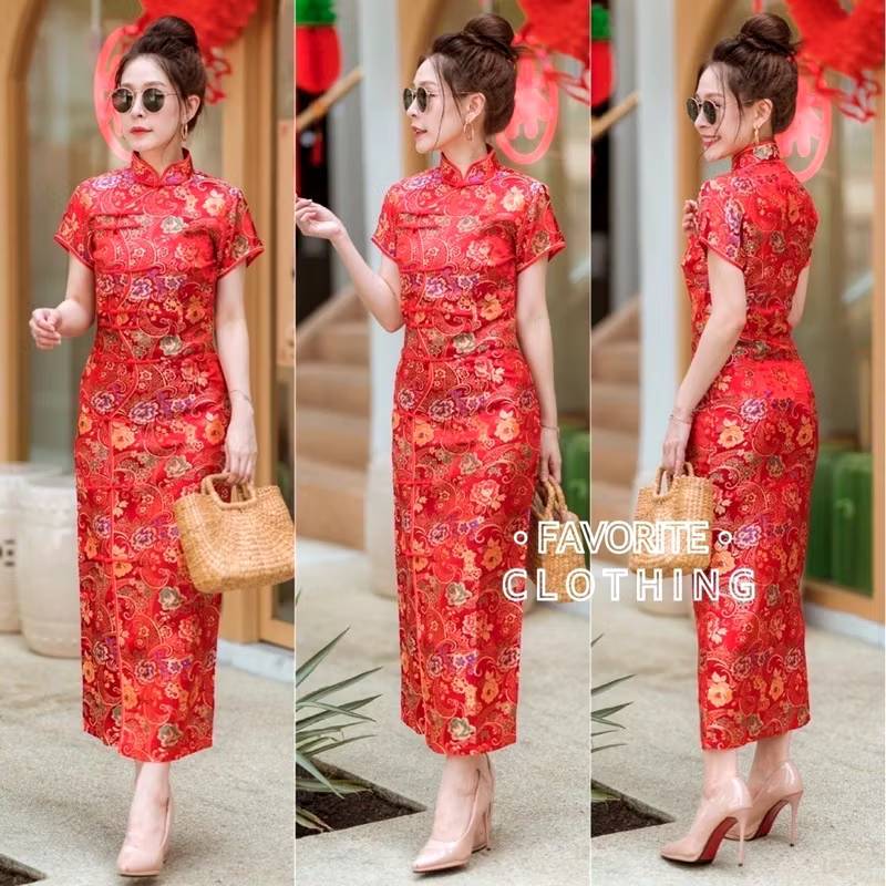 Favorite clothing ชุดตรุษจีนรับทรัพย์ กี่เพ้า  ทอลายดอก CARDIGAN_NISTA