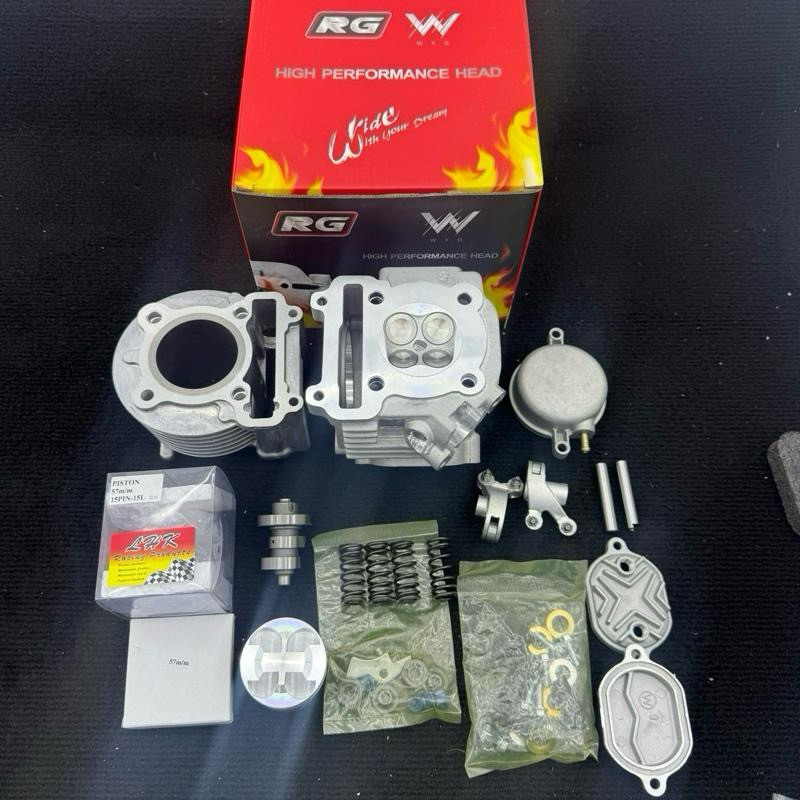 ชุด57 / 59ฝาRG 4V mio finoตัวเก่า พร้อมเซ็ตหลังวาล์วจิกเบ้าฝาปาดหัวหลบวาล์วลูกLHKสลัก15 ใส่แคร้งเดิม