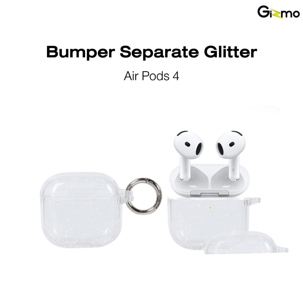 Gizmo เคส Air pods 4 Bumper Glitter Case สีใส กลิตเตอร์ แบบแยกสองชิ้น (แถม Ring ห้อย)