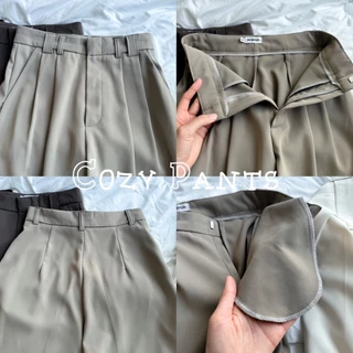Cozy Pants ยาว 42-43 กางเกงขากระบอกใหญ่ ตะขอซิปหน้า 2 หู เนื้อผ้าลิลลี่ เหมาะสมหรับคนเอวเล็ก มีสะโพก มีต้นขา ตัวสูง 170+