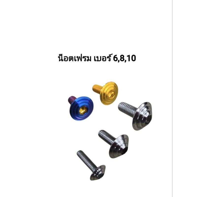 น็อตเฟรมรถ น็อตคอนโซล ลายก้นหอย เบอร์6 เบอร์8 เบอร์10 ยาว 1.5 ซม มอเตอร์ไซค์ Motorcycle
