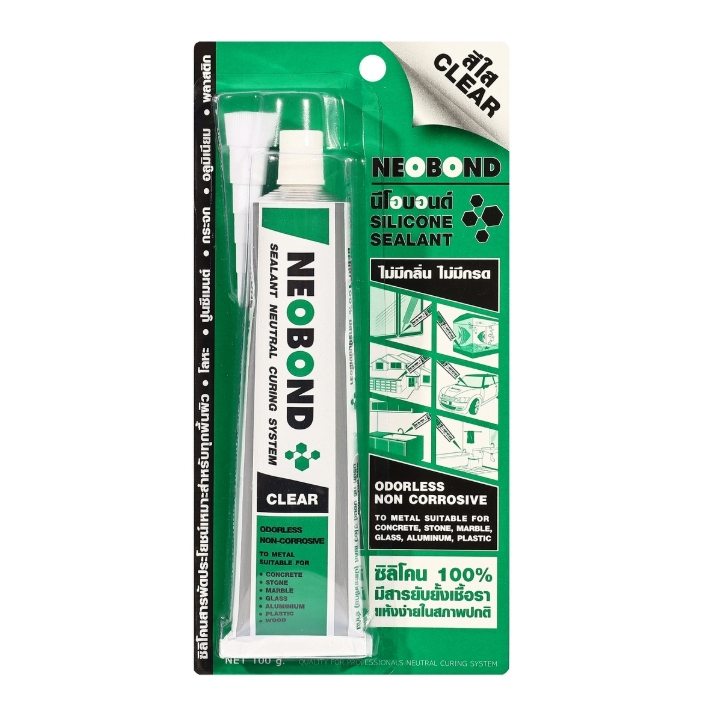 ซิลิโคนใส 100% NEOBOND ขนาด 100 กรัม รุ่น No.4 ไร้กลิ่น ไร้กรดมีสารยับยั้งเชื้อรา (นีโอบอนด์)