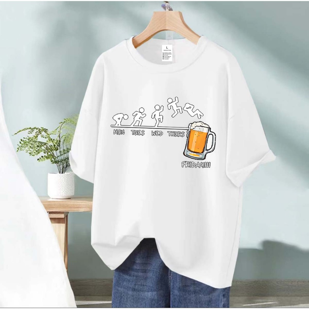 BK-974-SHORT เสื่อยืดแขนสั้นคอกลม ลายสกรีนด้านหน้า มีไซส์ครบ สีให้เลือก