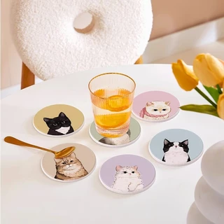 ShopAt.Two [CS-1] ที่รองแก้วซับน้ำ แผ่นหินรองแก้ว ดูดซับน้ำ แห้งไว
