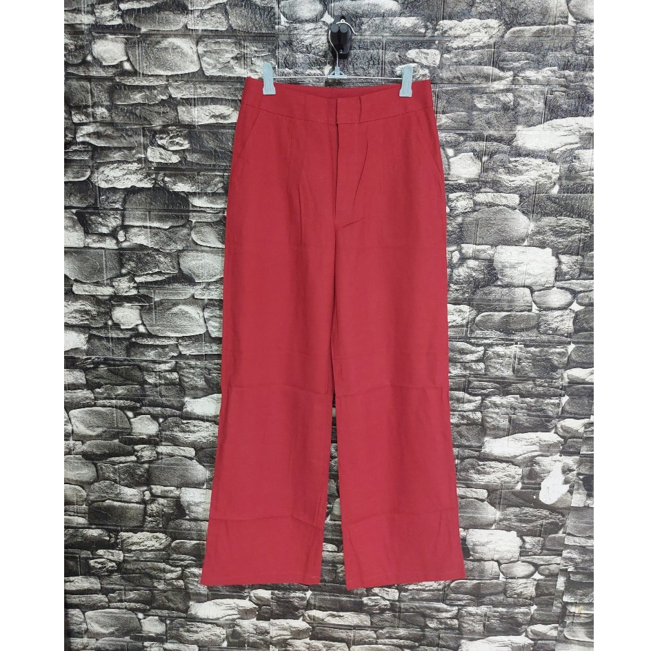 กางเกงลินินโทนสีแดง แบรนด์ Inspire store Size M