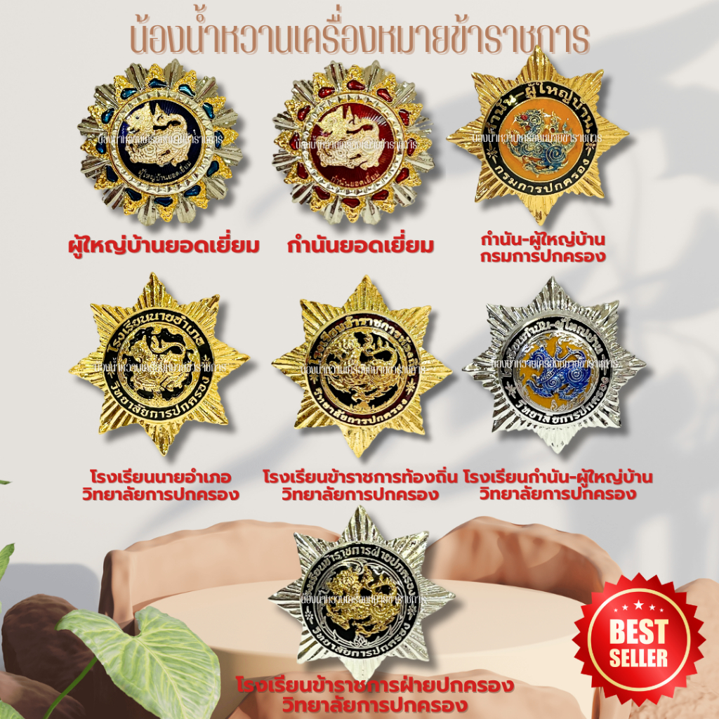 เข็มนายอำเภอ เข็มปลัดอำเภอ เข็มข้าราชการท้องถิ่น เข็มนักปกครองระดับสูง เข็มกำนัน-ผู้ใหญ่บ้าน เข็มโรงเรียนข้าราชการ