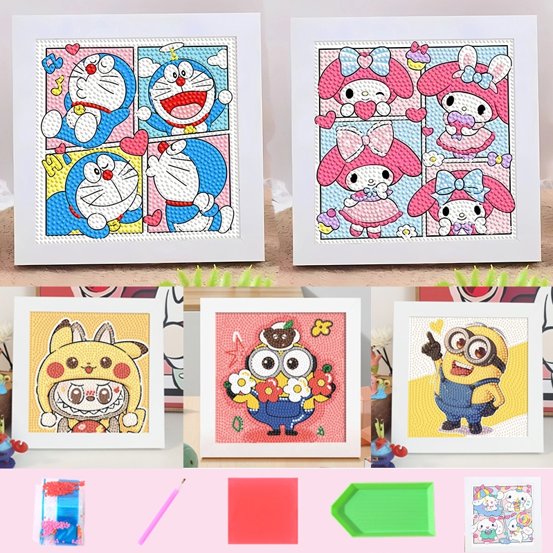 (พร้อมส่ง🇹🇭)🔥ครอสติสคริสตัล เพชรตกแต่ง sanrio/ราบับ/ชินดินสอสี DIY ของเล่น ปักครอสติสลายซานริโอ้น่ารัก