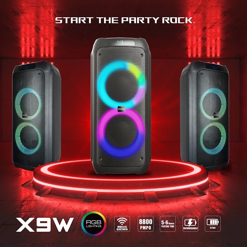 d-power ลำโพงบลูทูธ 120W ดอก 8 นิ้ว รุ่น X9W ไฟ RGB TWS ฟรีไมค์ลอย 1ตัวพร้อมรีโมท รับประกัน 1ปี
