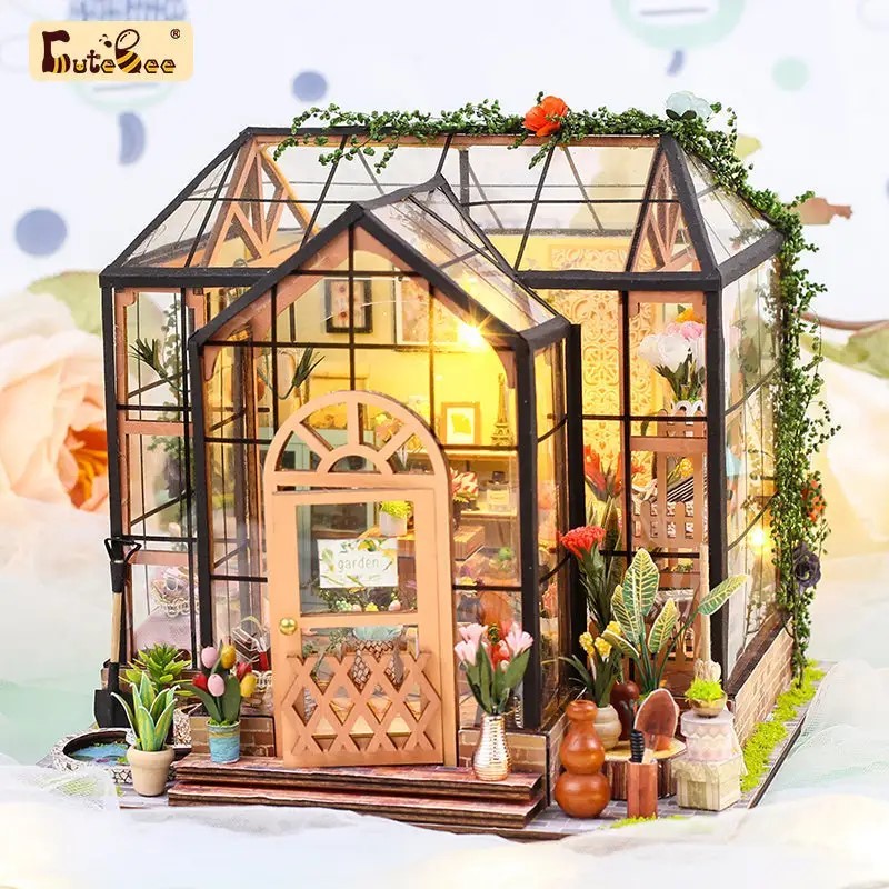 🏡🌿 Jenny's Green House DIY Miniature House Kit - โรงเรือนกระจกจิ๋ว DIY พร้อมไฟ LED ✨