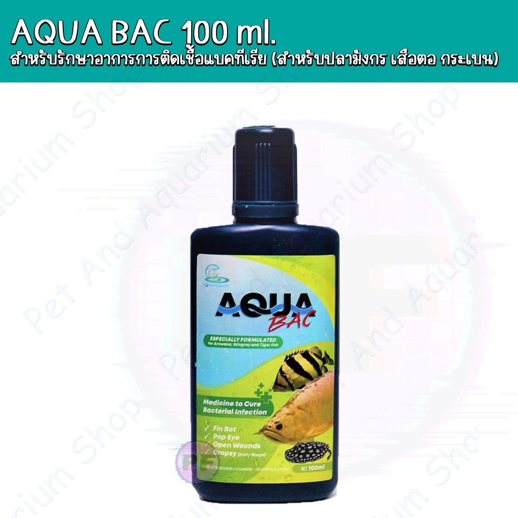 Aqua Bac 100 ml สำหรับปลามังกร เสือตอและกระเบน