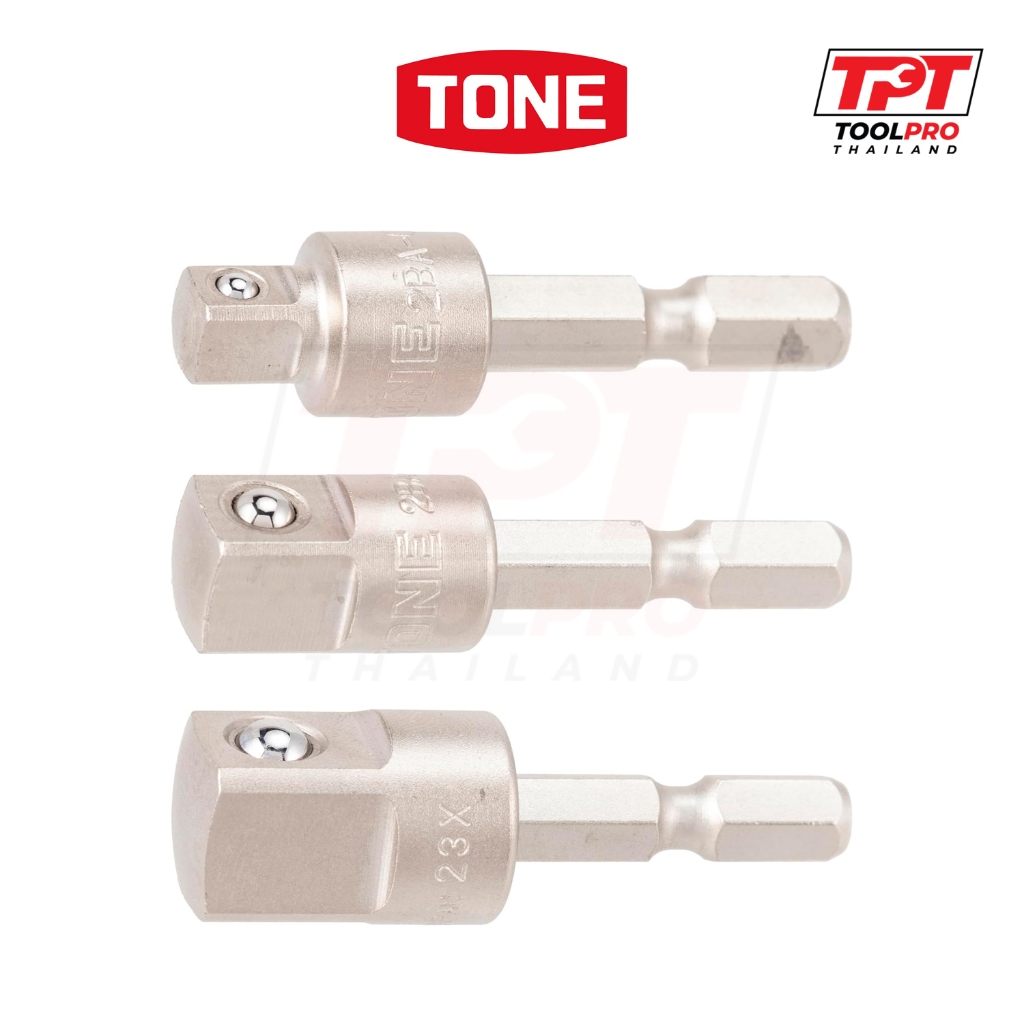 TONE อะแดปเตอร์ 1/4" Hex -> 1/4" 3/8" 1/2" Square Drive Adapter (2BA-)