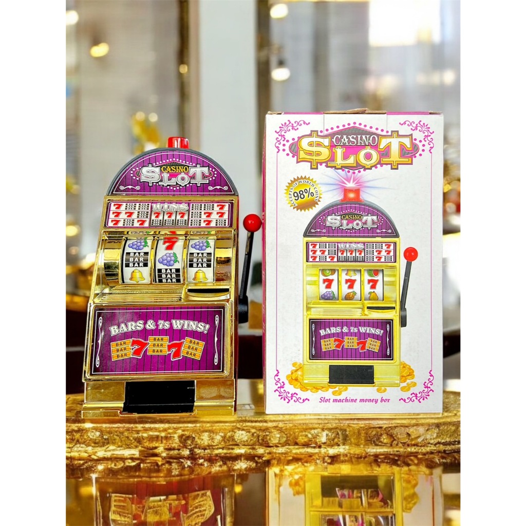 เกมตู้สล็อตแมชชีนบิงโก SLOT หยอดเหรียญได้จริง ออมสินได้ ใส่ถ่าน ของเล่นเด็ก มีเสียง มีไฟ TY24