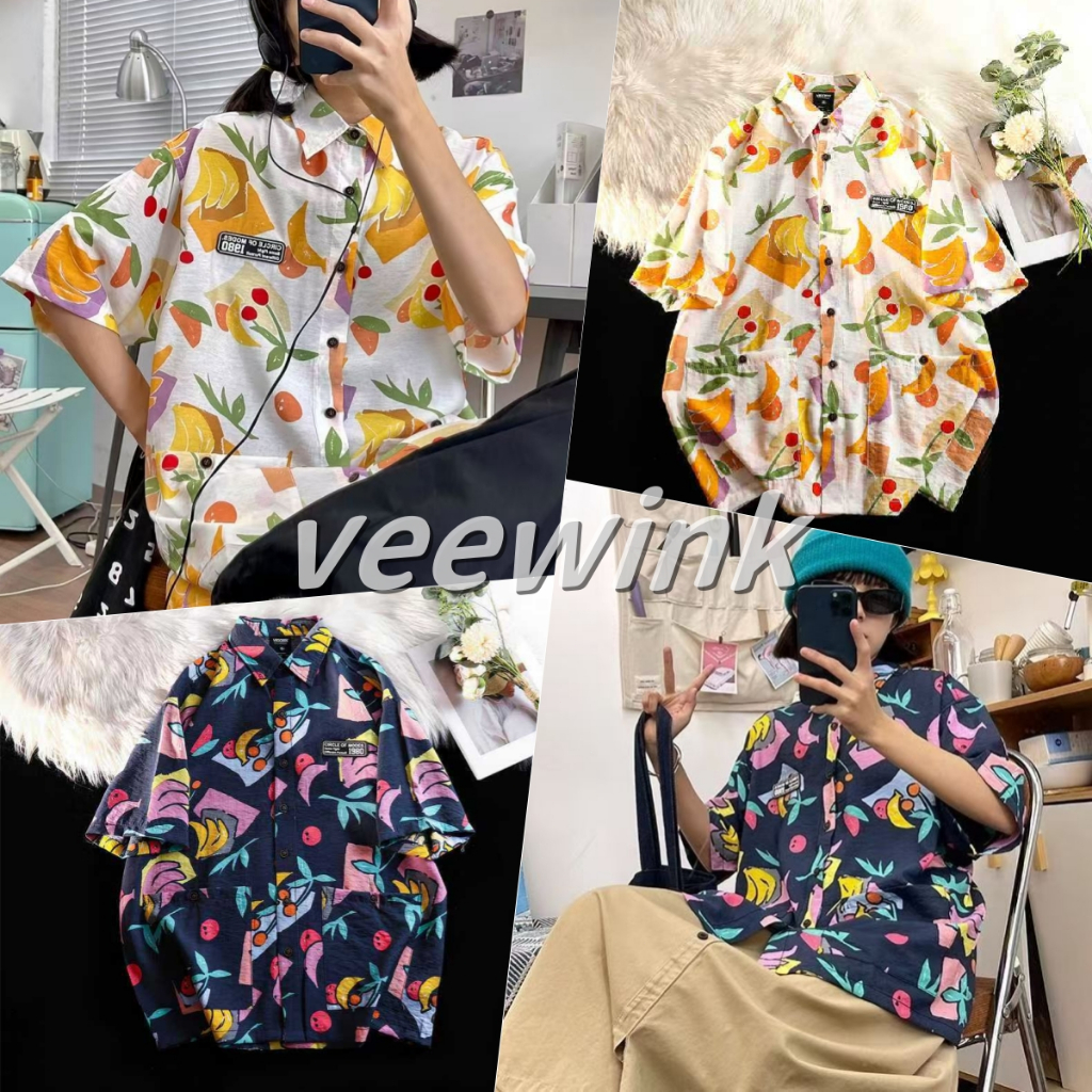 Veewink เทศกาลสงกรานต์ เสื้อเชิ้ต โอเวอไซส์ พิมพ์ลายสุดฮิต Songkran