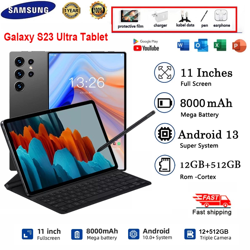 2025 S23 Tablet แท็บเล็ต HD ขนาด 12.5นิ้ว 12GB+512GB ROM Dual SIM LTE WiFi 5G Tablet for work games watching videos