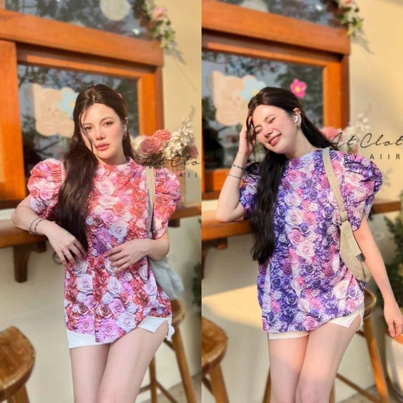 เสื้อคอกลมแขนเจ้าหญิง [ รุ่น กุหลาบ ]