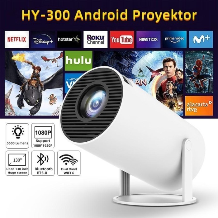 【100% ของแท้ 】HY300 Pro โปรเจคเตอร์ Mini projector WIFI iPhone / Android11 projector HDMI WiFi6 260l