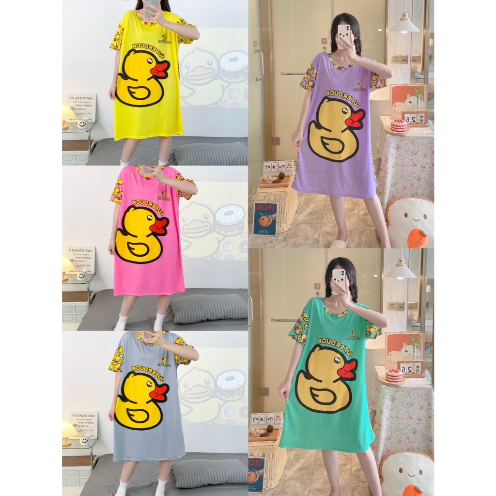 B.6XLกระโปรง ชุดนอน ผ้าเด้งผ้าสเปนเด็ก ผ้าไม่หนาผ้านิ่มเย็นสบาย ใส่ได้ทุกฤดูกาล ใส่ได้ตั้งแต่ 40kgถึง90kg