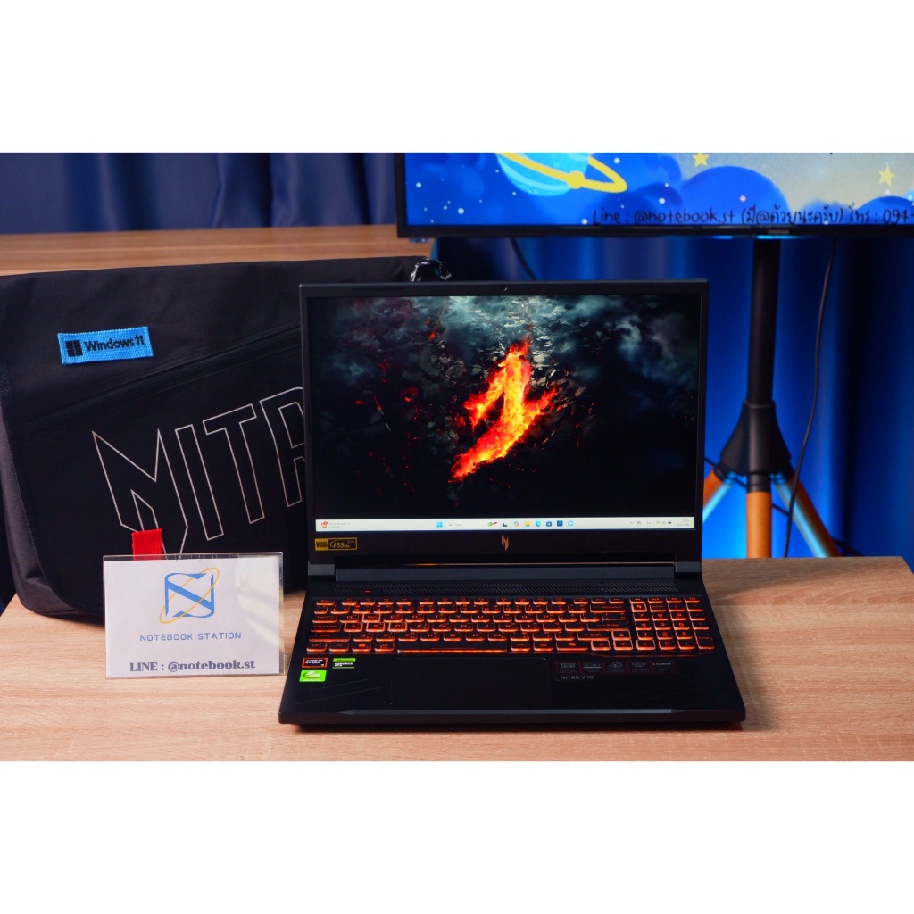 Acer Nitro V16 Ryzen7-8845HS RTX4060(8GB) RAM32 SSD512GB+SSD512GB จอ16.0 165Hz FHD+ เกมมิ่งสเปคสูง จ