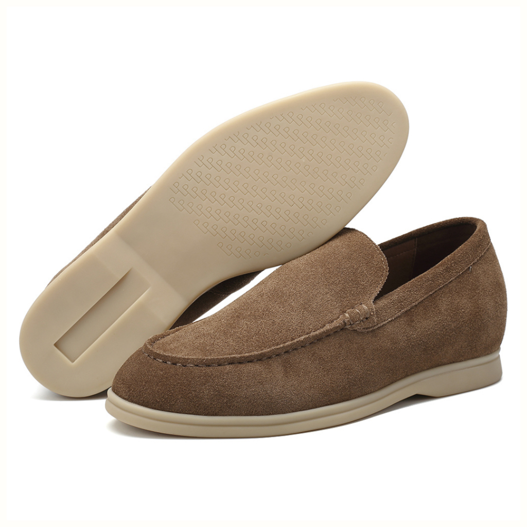 Suede Loafers - รองเท้าหนังกลับสีน้ำตาลทรงโลฟเฟอร์เพิ่มความสูง 5 ซม. | รองเท้าเสริมส้น Chuniverse