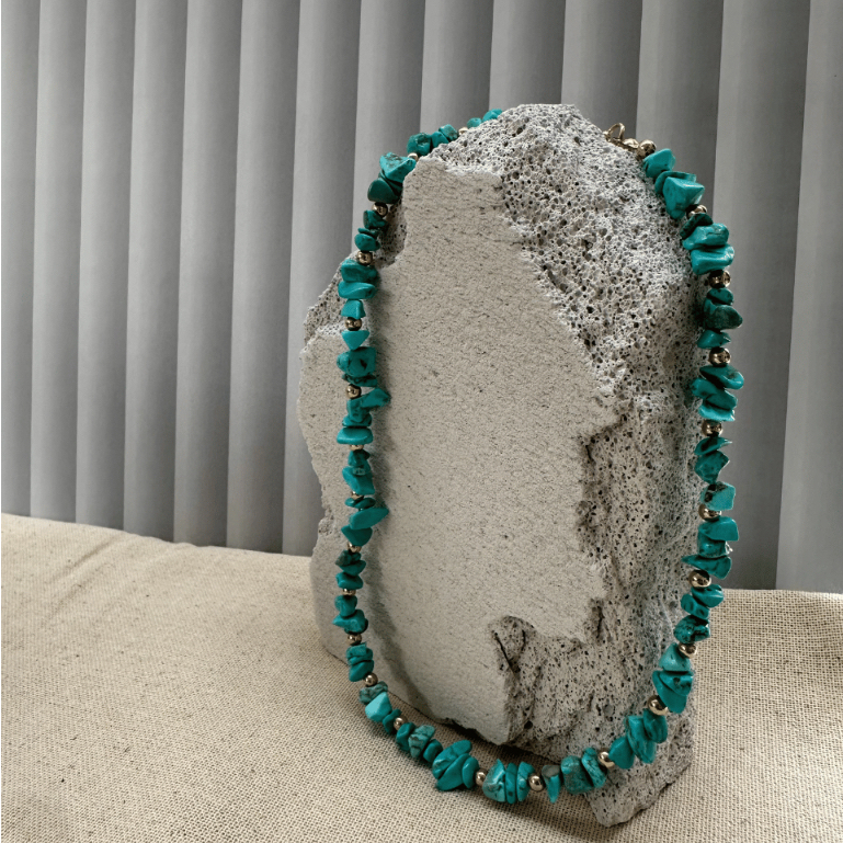 Lunar Handmade Necklace | Ferin | Cracked Turquoise Stone Necklace