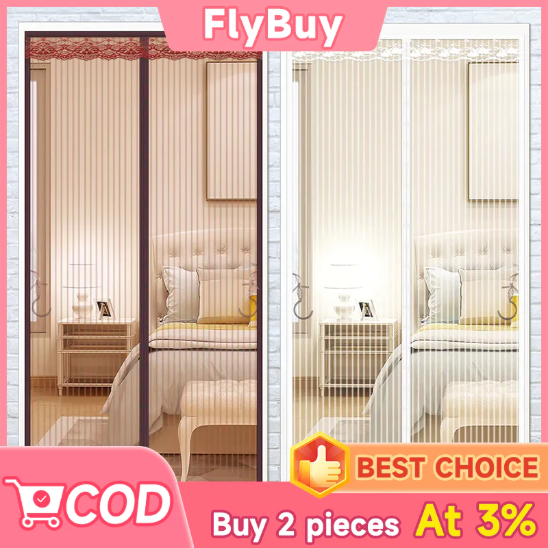 FlyBuy ม่านประตูกันยุงแม่เหล็กปิดอัตโนมัติ ตาข่ายคุณภาพดี มุ้งกันยุงติดประตู แถมแถบกาว ไม่ต้องเจาะผนัง