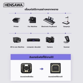 Hensawa รุ่น PC211/212/213 สายต่อปริ้นเตอร์ Printer Cable Scanner Cord USB A to Type B 2.0 สายยาว 1-3 เมตร