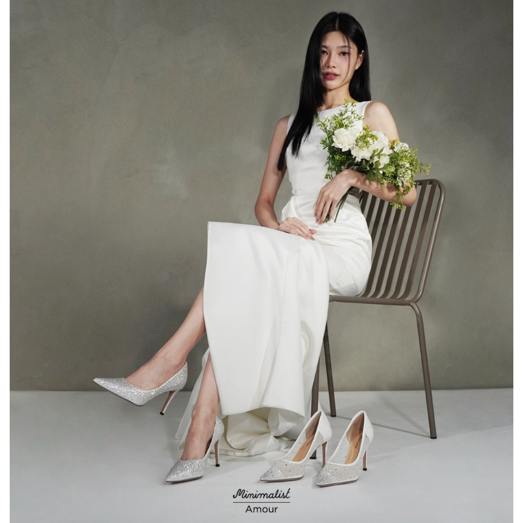 𝐌𝐈𝐍𝐈𝐌𝐀𝐋𝐈𝐒𝐓 รองเท้าเจ้าสาวหนังแกะ รุ่น Amour  สูง 4 นิ้ว หน้าเท้าไม่แคบ ใส่สบาย