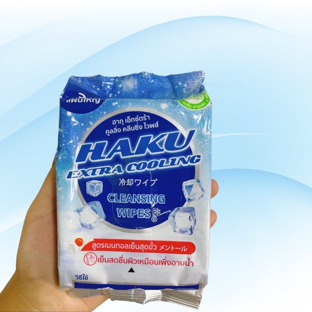 [แพค 6 ห่อ] Haku ฮากุ เอ็กซ์ต้า คลูลิ่ง กระดาษทิชชู่เปียก ห่อ30แผ่น กลิ่นเมนทอล สีฟ้า สูตรเย็น - รูปที่ 3