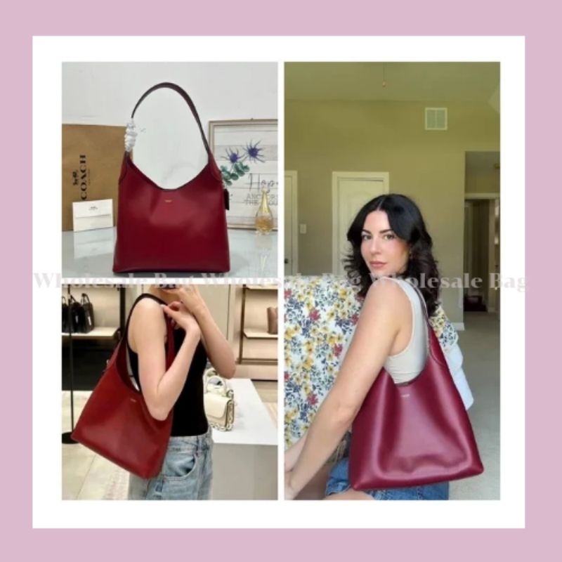 🔥กระเป๋าสะพาย CU068/1. Brooklyn 28 Medium Leather Shoulder Bag Co. สีแดงแรงฤทธิ์