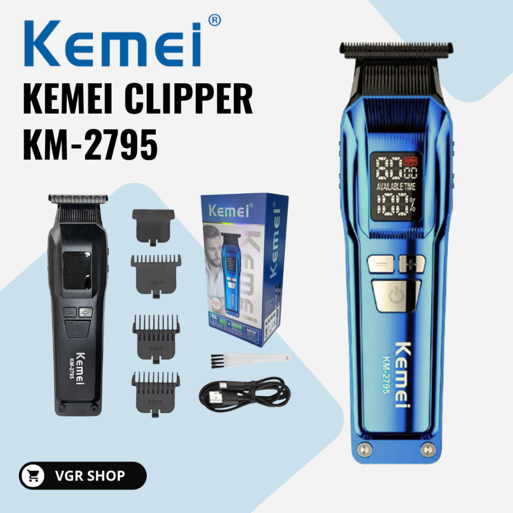 KEMEI ปัตตาเลี่ยนตัดผม รุ่น KM-2795  รอบหมุน 8000RPM มี 2 สี ดำ/ฟ้า  พร้อมส่งจากไทย