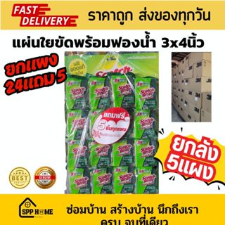 [ยกลัง5แผง] (แผง24+5) สก๊อตไบร์ท มีฟองน้ำ ขนาด3x4นิ้ว ของแท้…