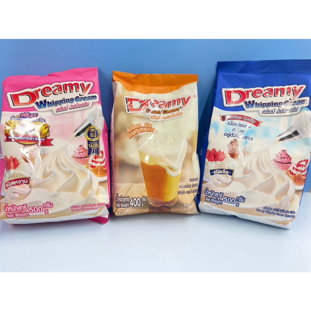 Dreamy Cream Cheese & Whipping Cream ดรีมมี่วิปปิ้งครีมและผงครีมชีส น้ำหนัก 400-500 กรัม