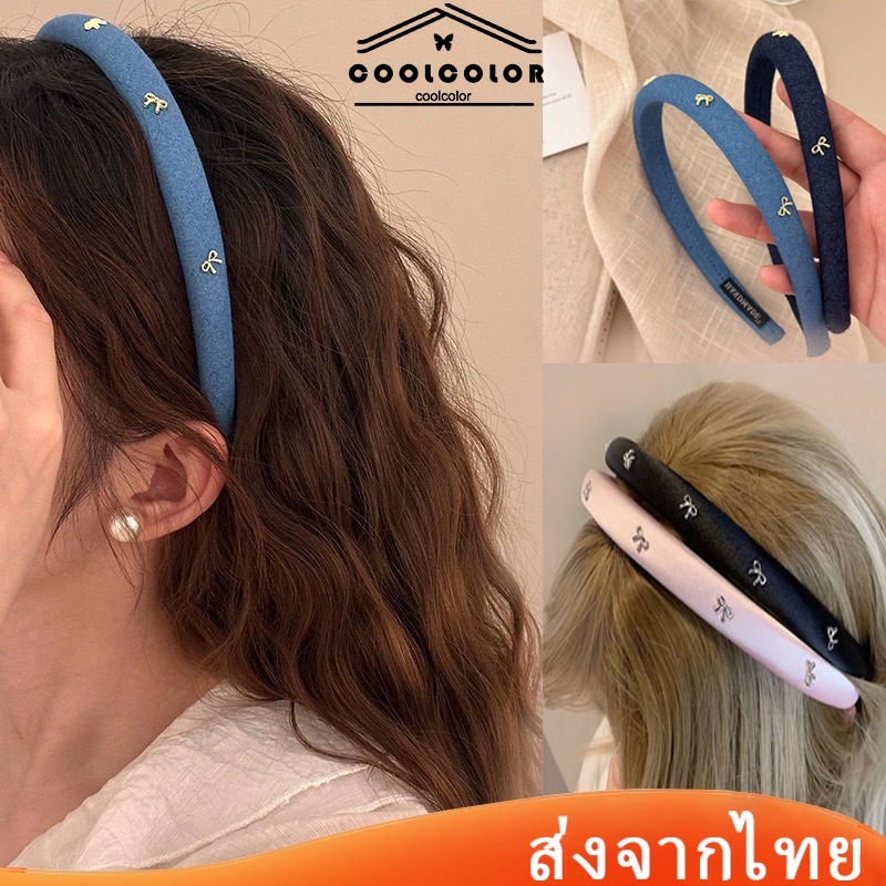 ในไทย💖ยางรัดผมคาวบอยประดับโบว์โลหะย้อนยุคหวานInsสไตล์เกาหลีนักเรียนสำหรับผู้หญิงเครื่องประดับผมแฟชั่น