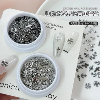 DIY ของแต่งเล็บ Y2K โลหะเกาหลี เทศกาลฮาโลวีน สไตล์วินเทจ ครอสพังก์สีเงินแบบผสม ตามเทศกาล