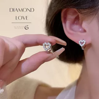 GLAMOR✨ต่างหูเงิน Diamond Love ตุ้มหูเงิน ต่างหูแฟชั่น ต่างหูรูปหัวใจ ตุ้มหูเงิน925 ต่างหูเพชร