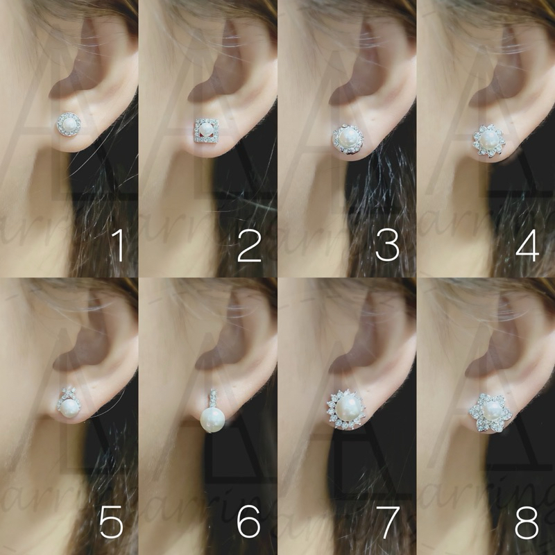 [มินิมอลสีเงิน146] ต่างหูมินิมอลแบบติดหูแต่งมุก ราคาต่อ1คู่ พร้อมแป้น(ทับหลัง)แบบโลหะทุกคู่