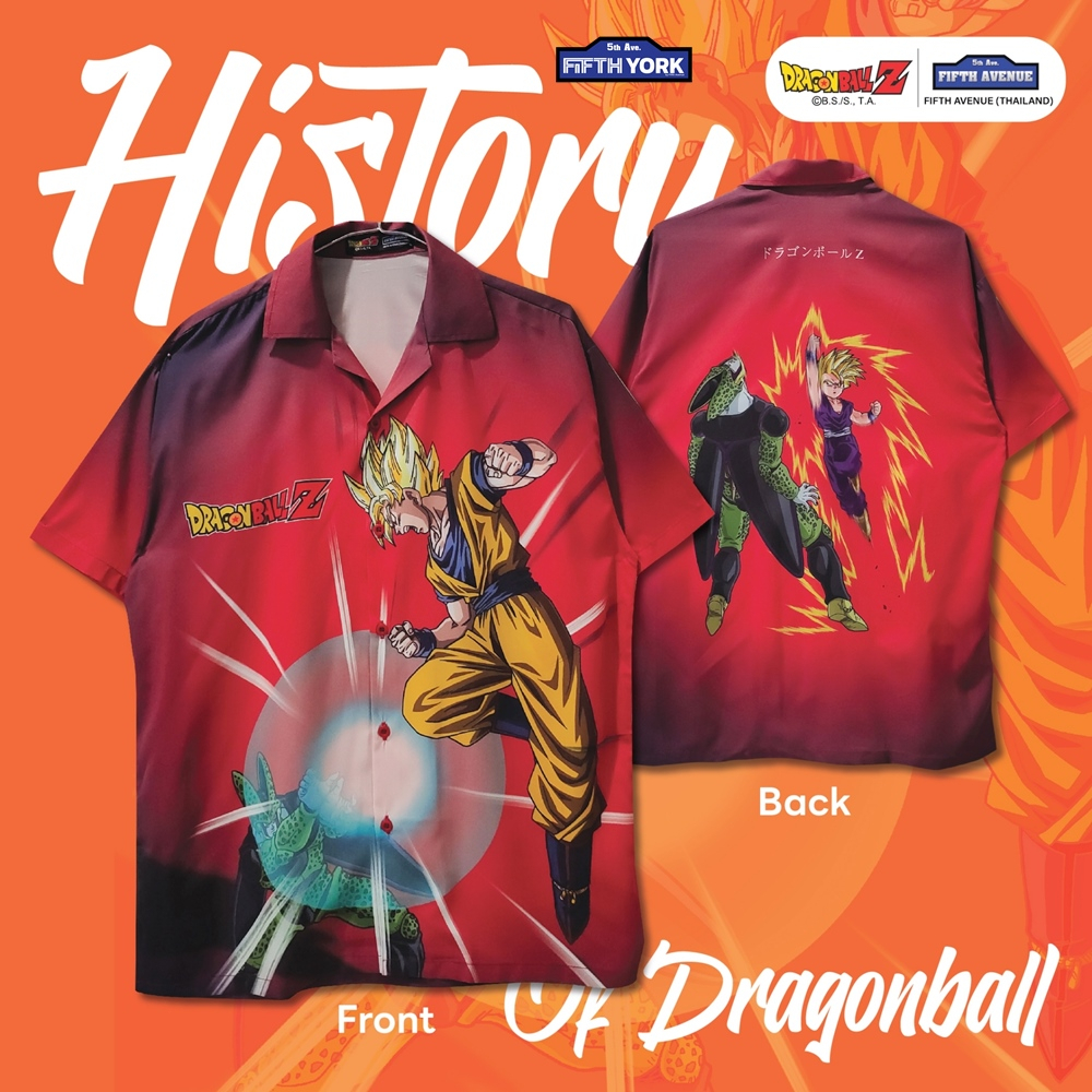 Dragonball Z  เสื้อเชิ้ตทรงฮาวาย ลาย Goku Vs Cell งานลิขสิทธิ์แท้จากญี่ปุ่น🇯🇵