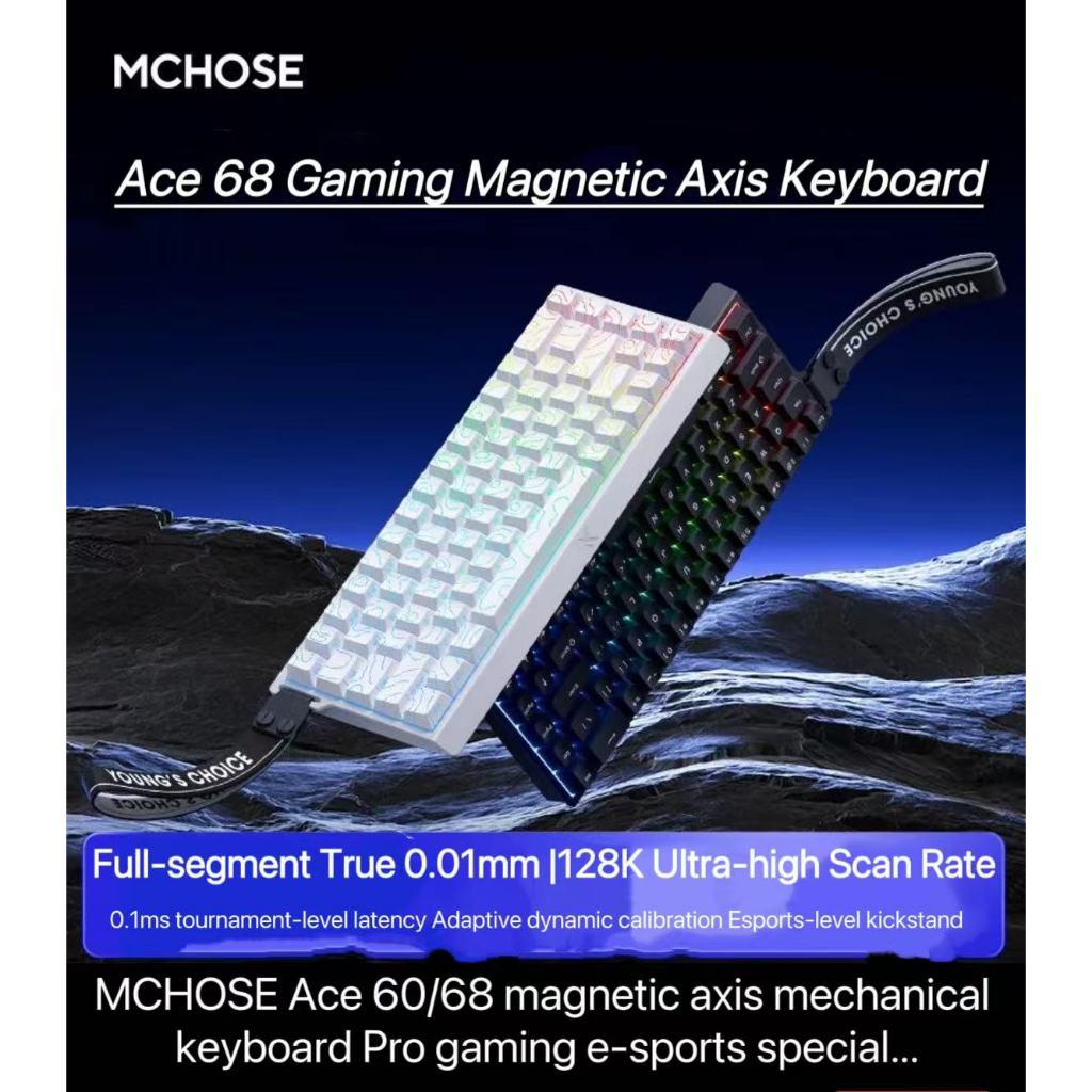 Mchose Ace 60/68 คีย์บอร์ดแกนแม่เหล็กสําหรับ RT Esports เกมการปรับแต่งการเชื่อมต่อแบบมีสาย Mechanica