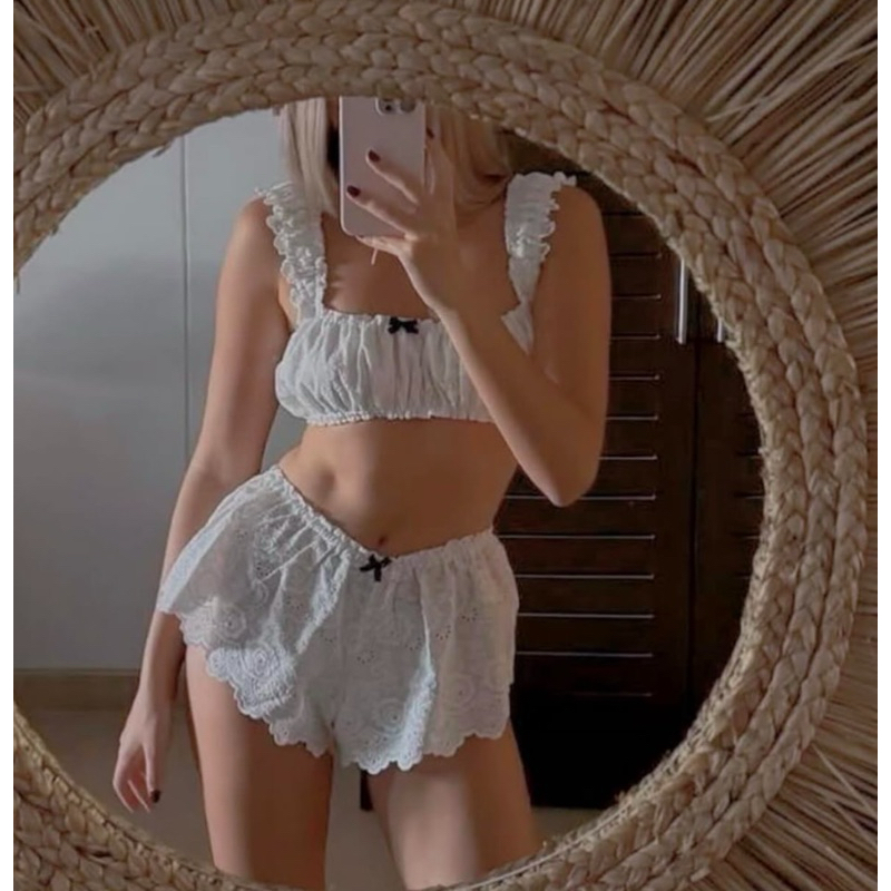 Rose bralette + shorts (Premium lace)มีซับใน