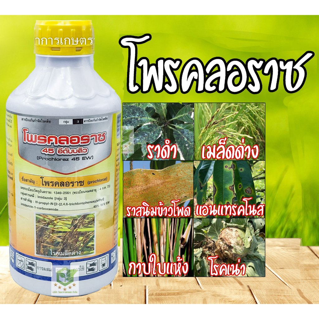 โพรคลอราช 1 ลิตร โพรคลอราซ 45 % Ew(เนื้อครีม) โรคแอนแทรคโนสในหอม ก้านช่อดำ กุ้งแห้งพริก อีบุบ แอนแทรคโนสในพืชต่างๆ