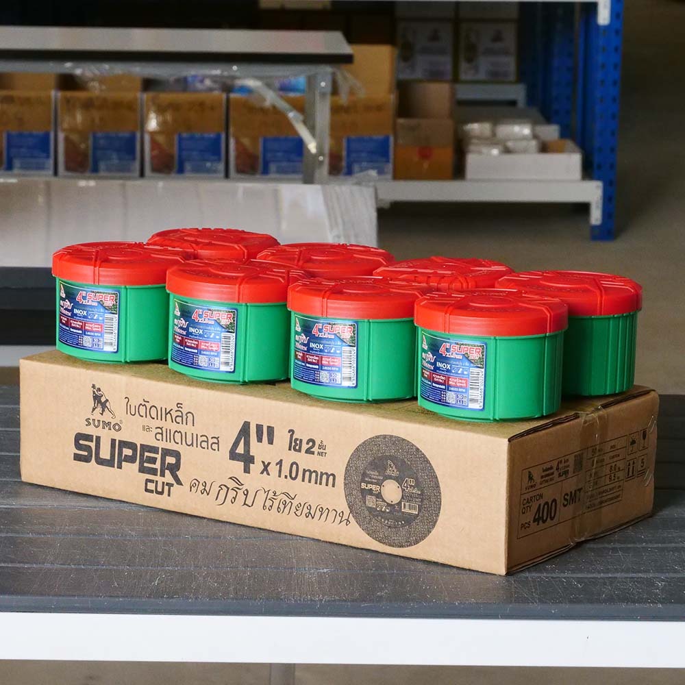 (ยกลัง 400ใบ) SUMO Super Cut  ใบตัด ขนาด 4 นิ้ว สีเขียว ของแท้100%  ตัดเหล็ก ตัดสแตนเลส คมกริบ ไร้รอยไหม้