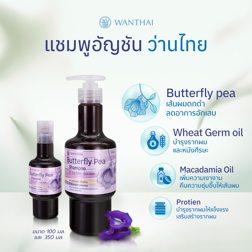 (แชมพูอัญชัน) Wanthai Shampoo ว่านไทย แชมพูดอกอัญชัน  ขนาด 350ml. - รูปที่ 2