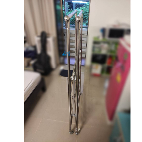 ราวตากผ้าพับได้ บาร์เรียบ ราวตากผ้าคอนโด ปรับสูง-ต่ำ บาร์ขยายซ้าย-ขวา ล้อล็อกได้ สแตนเลสทั้งตัว ข้อต่อสแตนเลส ราคา ถูกที่สุด ดีลบีเคเค แกลเลอรีภาพที่ 4