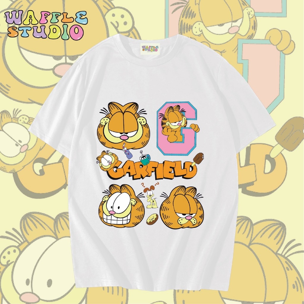 [ ส่งฟรี 🔥 ] WS1098 เสื้อยืดโอเวอร์ไซส์ ผ้าคอตตอน 100% เสื้อยืดเกาหลี เสื้อยืด การ์ฟิลด์ Garfiled แมว WAFFLE STUDIO