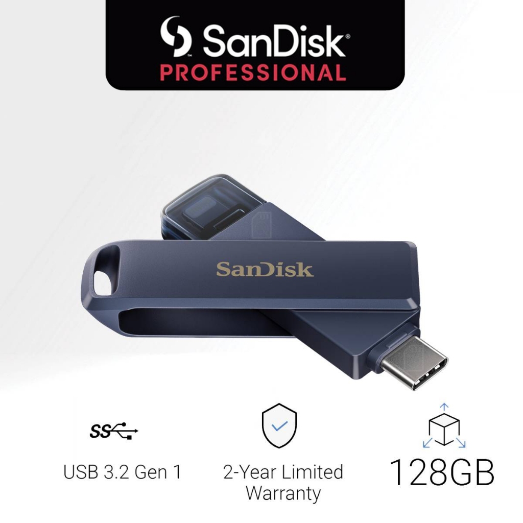 SanDisk Phone Drive  แฟลชไดรฟ์ 2in1 Lightning and USB-C (SDIXD0N-128G-GN6NE) สำหรับ iPhone ,iPad,Mac