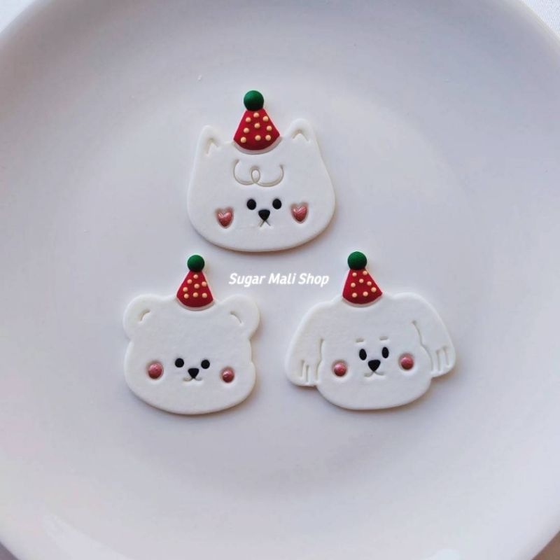 🐱🐶🐻น้ำตาลกัมเพสรูป🐱น้องแมว🐶น้องหมา🐻น้องหมี🎉สวมหมวกปาร์ตี้🎂ตกแต่งเค้กและเบเกอรี่ต่างๆ ราคาต่อ1ชิ้น ทานได้นะคะ - รูปที่ 5