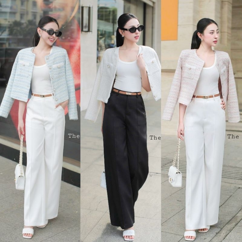 The gallery ชุดเซ็ตเสื้อคลุมผ้าวิต+กางเกงขายาว+เข็มขัด