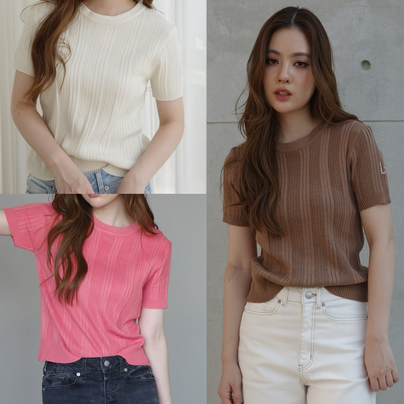 urban apparels | bec knitted tee เสื้อนิตคอกลมทรง slim fit ผ้าใส่สบายไม่บาง