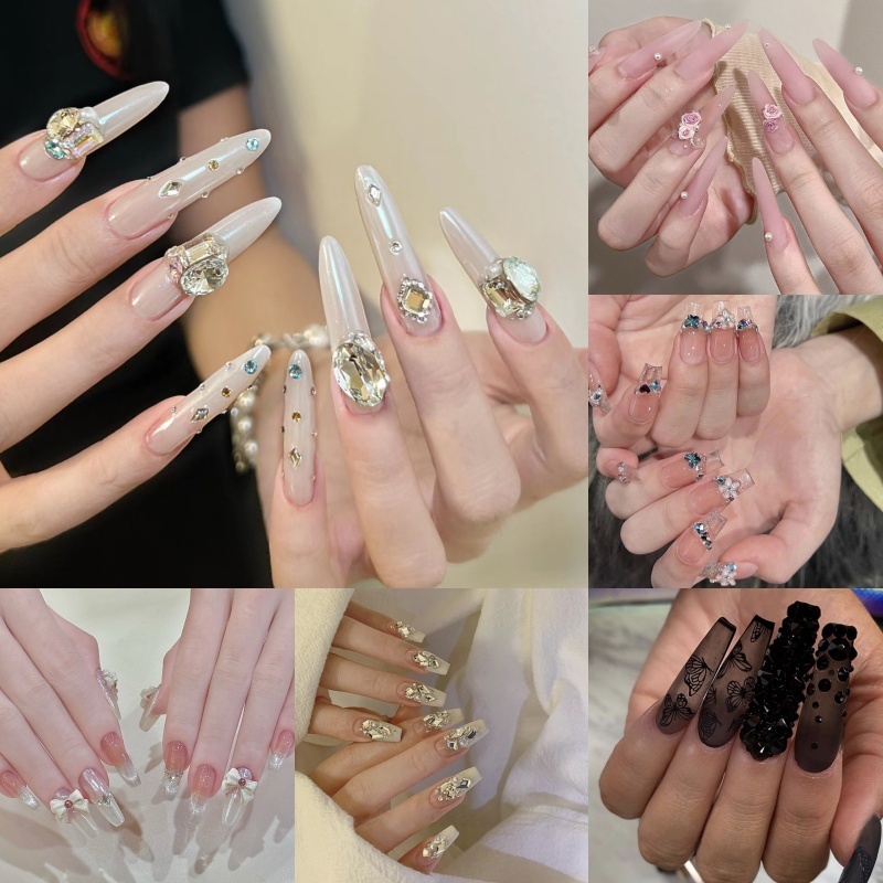 พร้อมส่ง Luxnail FN18 เล็บปลอมสำเร็จรูปงานอลังการ เล็บปลอมทรงยาวมาก มีทั้งงานฟรีไซส์24ชิ้น/งานไซส์M