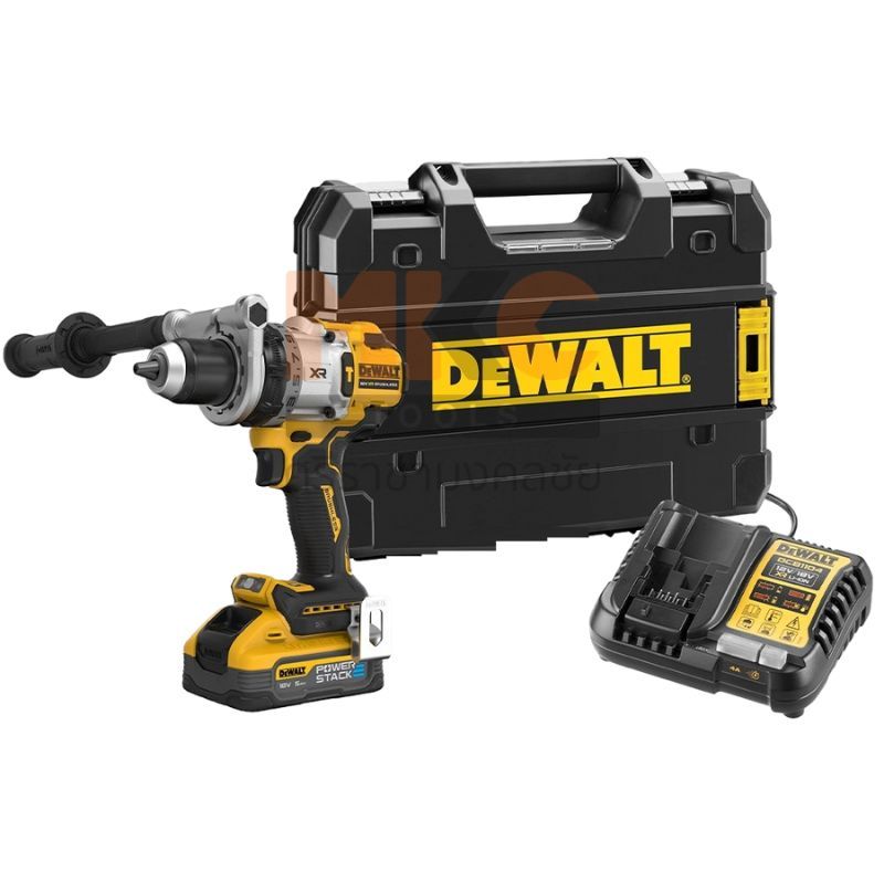 Dewalt สว่านกระแทก ไร้สาย 20V DCD1007H1T-B1 ขนาด 13มม. รวมแบตเตอรี่และแท่นชาร์จ เซต